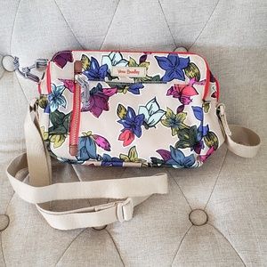 Vera Bradley cross body kahki with floral detail
